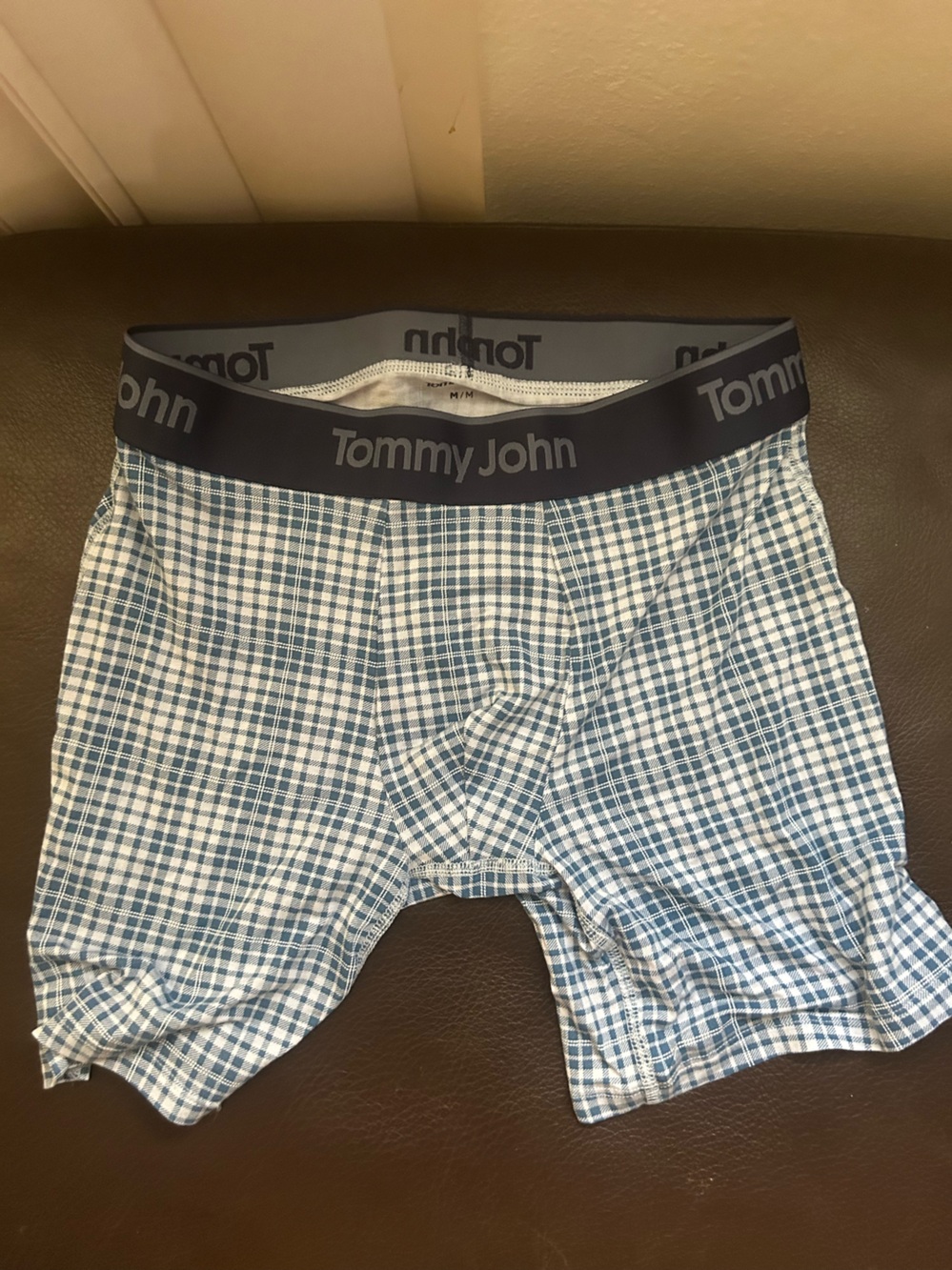 Men’s Tommy John Second Skin Modal 6 Inch Plaid Boxer Briefs Medium Size
